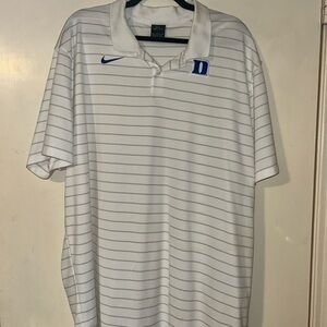 Nike Men's White Striped Polo Shirt Duke University